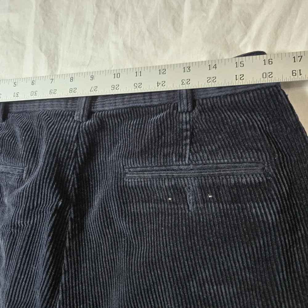 Jos‎ A Bank Corduroy Pants Tag 35x32 Measures 32x30 Pleated  Dark Navy Cuffed